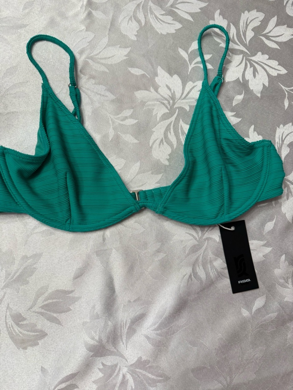 Tilly's Teal Ribbed Underwire Bikini Top